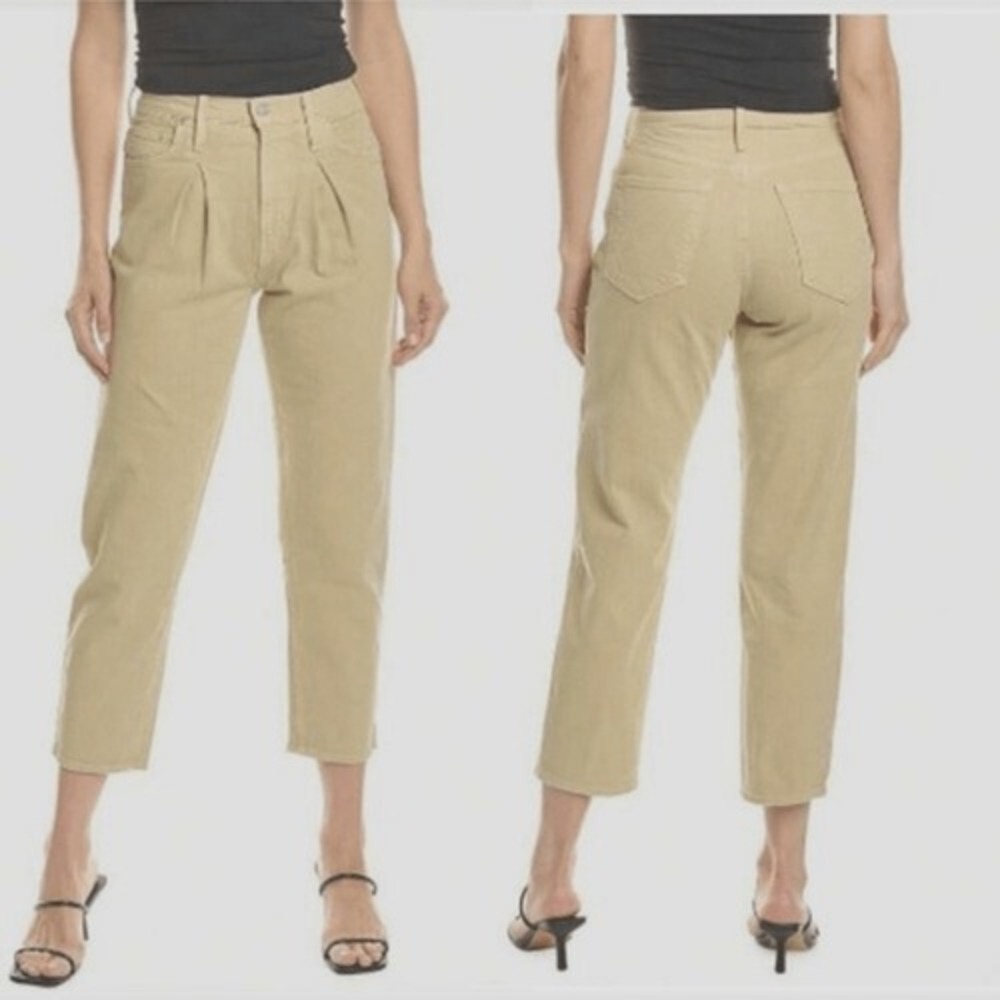 MOTHER Superior The Inside Out Ankle Jeans Women 32 khaki Pleated Straight